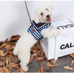 Set di imbracatura e guinzaglio per cani con gilet per animali domestici blu di ancoraggio in stock con fibbia - Product Image 3