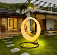 Fauteuil suspendu rond simple pour la maison, les espaces extérieurs, les patios, les chambres, les parcs, les jardins, fauteuil suspendu solaire LED en forme de lune
