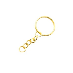 Gold Keychain Four Link Chain Single Loop Metal Pendant Jewelry <b>Accessory</b> Round Shape Plated Brass <b>Key</b> <b>Ring</b> - Product Image 2