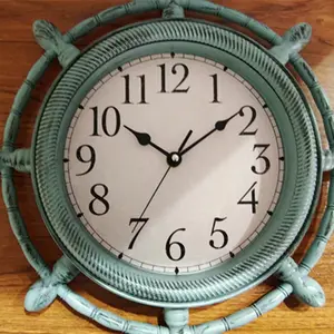 14 Inch Steering Wheel Type Antique Wall Clock Home Decoration