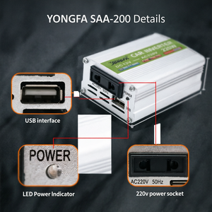 Convertisseur de courant pour voiture monophasé YONGFA, DC12V vers AC220V, utilisation domestique et pour appareils électroménagers, efficacité de 90%, <span class=keywords><strong>mini</strong></span> convertisseur à onde sinusoïdale modifiée - Product Image 4