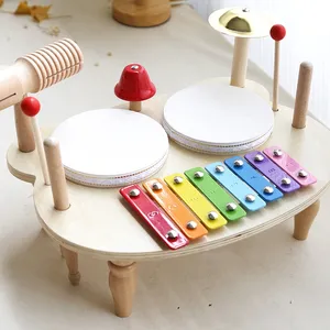 Kinder-Stuck Montessori hölzernes Xylofon Musik-Spielzeug-Set Musiktisch natürliche Musikinstrumente für Kleinkinder Baby