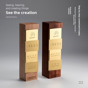 Trofeo di combinazione di legno oro originale encomio di successo personalizzato per l'eccezionale artigianato di cristallo dei dipendenti - Product Image 3