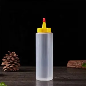 Hi Quality Empty HDPE Soft Plastic Ketchup Squeeze Dispenser Bottle For Sauce Salad Jam Food Packaging