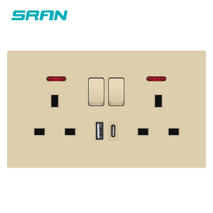 Điện 146 kép anh tiêu chuẩn cắm A + C thiết bị chuyển mạch và ổ cắm với chuyển đổi ánh sáng - Product Image 4