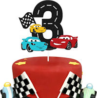 Décoration de gâteau d'anniversaire de voiture de course, décoration de gâteau rapide pour voiture de course, drapeau à damiers, décoration de fête pour enfants, garçon, fille
