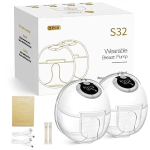 เครื่องปั๊มนมไฟฟ้า OEM <span class=keywords><strong>รุ่น</strong></span> S32 แบบคู่ วัสดุ PP ซิลิโคน ใช้งานได้ 9 ระดับ ปราศจากสารพาทาเลต พกพาสะดวก ขนาดเล็ก ปรับแรงดันได้ <span class=keywords><strong>4</strong></span> โหมด พร้อมไฟ LED - Product Image 1