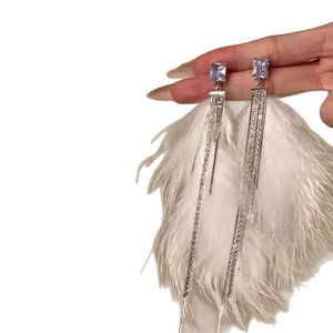 Pendientes Colgantes Electrochapados con Diseño de Pluma y Borla de Circones, Estilo Vintage Original Careerist, para Mujer, Otoño-Invierno, Diseño Joker - Product Image 4