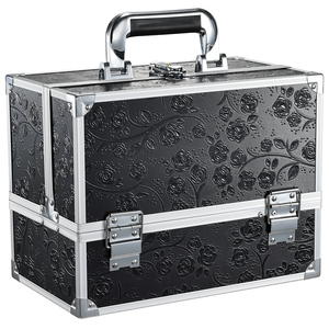 Portable <b>Makeup</b> Artist <b>Case</b> with Mirror Detachable Brush Holder Large Cosmetic Train <b>Case</b> Lockable Nail Tech <b>Makeup</b> Storage - Product Image 1