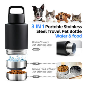 32 oz özel Logo 3 in 1 çevre dostu ayarlanabilir paslanmaz çelik taşınabilir <span class=keywords><strong>Pet</strong></span> besleyici seyahat köpek su şişeleri gıda konteyner - Product Image 3