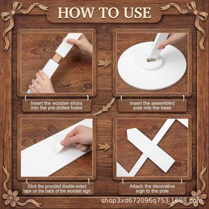 Panneau de signalisation en bois pour extérieur, panneau de mariage en bois massif pour pelouse, cadre de guidage routier en bois - Product Image 4