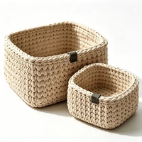 Panier de rangement tressé à la main écologique avec poignée, multi-usages, pour salle de bain, linge sale, bureau