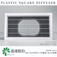 Diffuseur carré en plastique ABS SGFW4075 400x750mm avec filtre et boîte de plénum PB et adaptateur carré-rond MA, kit HVAC