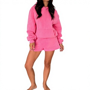 Conjunto de Sudadera con Capucha y Pantalones Cortos Unisex, Estilo Casual, de Felpa, Dos Piezas, Sudadera con Capucha y Pantalones Cortos a Juego, de Algodón - Product Image 1