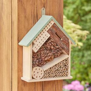Wooden Insect House Rectangle Hanging Outdoor Decorative Garden Ornament With <b>Pinecones</b> And Tubes For Pollinators - Product Image 3