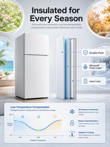 <span class=keywords><strong>Frigorifero</strong></span> a <span class=keywords><strong>Doppia</strong></span> Porta da 98L con Congelatore Superiore, Mini Frigo Portatile, Elettrodomestico Intelligente per la Casa - Product Image 5