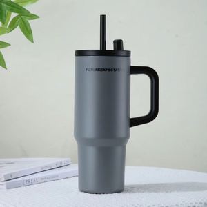 Car Cup Holder Travel Mug 710ml Stainless Steel Vacuum Tumbler with Handle Lid and <b>Reusable</b> <b>Straw</b> - Product Image 4