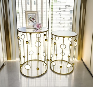 Lander lot de 2 tables basses rondes en métal personnalisées, dorées et décoratives, tables d'appoint modernes pour le salon, vente en gros - Product Image 6