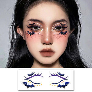 Nouveaux tatouages d'Halloween fantaisistes et effrayants, autocollants pour le visage imperméables 80x195mm, faciles à enlever pour le maquillage de fête - Product Image 1