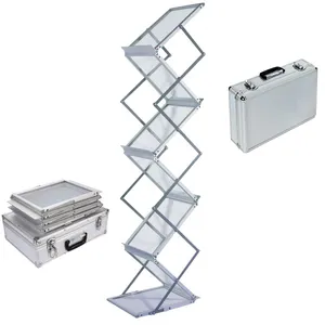 6 Laag A4 Draagbare Brochure Houder Fold-Up Tijdschriftenrek Display Stand Brochure Display Houder