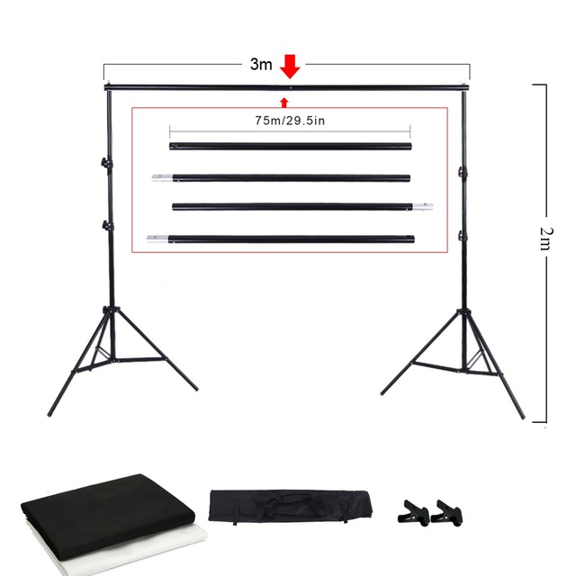 Fashion Portable Extend 3 m X 2m Photo Studio Kit Backdrop Stand Background Support System Photography Stand Shooting Background
