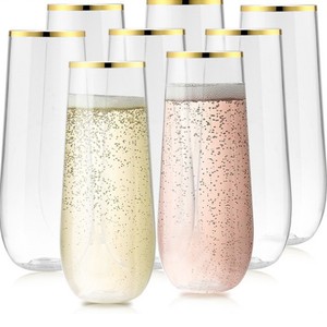 Vasos de Vino de Plástico Transparente PET de 9oz (201-300ml) con Borde Dorado, para Jugo y Helado, Anti-Rotura, Hechos en China, para Comercio Transfronterizo - Product Image 5