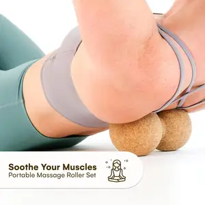 Wholesale High Quality 8*16cm Natural Cork Massage Exercise Peanut Yoga Ball