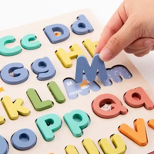 2024 деревянная головоломка с алфавитом, доска-головоломка для малышей, От 3 до 5 лет, Дошкольное обучение, игрушки с буквами