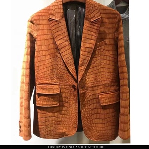 جاكيت فاخر عالي الجودة من جلد التمساح الأصلي للرجال بجلد الدراجة النارية - Product Image 6