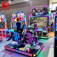 Machine de jeu d'arcade 3D de tir et d'équitation à monnayeur pour enfants, avec fonction de sortie de tickets, pour centre de jeux et centre commercial, vente en gros