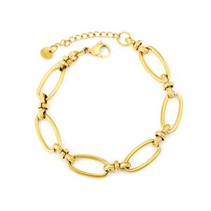 Fashion Stainless Steel Jewelry 18K Gold Plated Bracelet Chunky Link <b>Chain</b> Adjustable Toggle Clasp Minimalist Bracelet for Women - Product Image 1