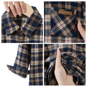 YYO 맞춤 디자인 남아 캐주얼 플란넬 셔츠 긴팔 스트라이프 패턴 면 셔츠 (가을/겨울용) - Product Image 5