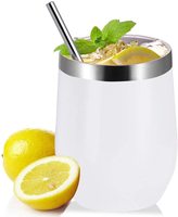 Gobelets en acier inoxydable écologiques 8oz/12oz/16oz Gobelets de sublimation de vin vierges isolés à double paroi avec couvercle