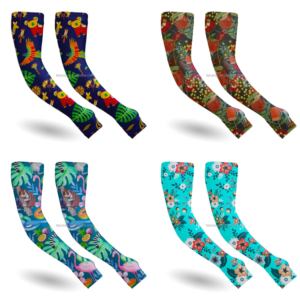 Mangas de jardinería personalizadas, hibisco tropical, Pájaro de Australia, hojas exóticas, Mangas de brazo de refrigeración UV con agujeros para el pulgar, Mangas de agricultura - Product Image 2