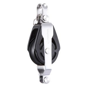 Poulie simple maîtresse avec roue de 38 mm de diamètre et câble de 10 mm de diamètre, avec plaque latérale à oreilles pour l'ancrage et les pièces d'amarrage - Product Image 1