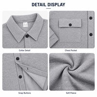 Chemise-veste d'hiver pour homme, doublée en polaire, extensible, manches longues, col chemise, avec boutons pression et poches utilitaires