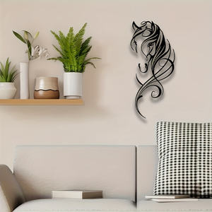 Scultura da <span class=keywords><strong>Parete</strong></span> in Metallo Stile Art Déco con Cavallo Astratto - Decorazione Moderna per Casa, Ufficio e <span class=keywords><strong>Soggiorno</strong></span> - Product Image 5