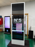 Pantalla Táctil Comercial de Metal con Soporte de Piso, Pantalla OLED Transparente para Señalización Digital, Pantalla para Publicidad en Tiendas Minoristas
