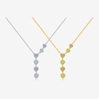 Valentijnsdag Fijne Sieraden 925 Sterling Zilver 18K Goud Verguld Blauw Paarse Zirkoon Hart Hangertjes Kettingen Cadeau