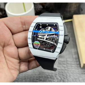 Montre de sport de luxe pour homme, haute qualité, design personnalisé, mécanique et cadran en fibre de carbone ajourée, style hip-hop - Product Image 2