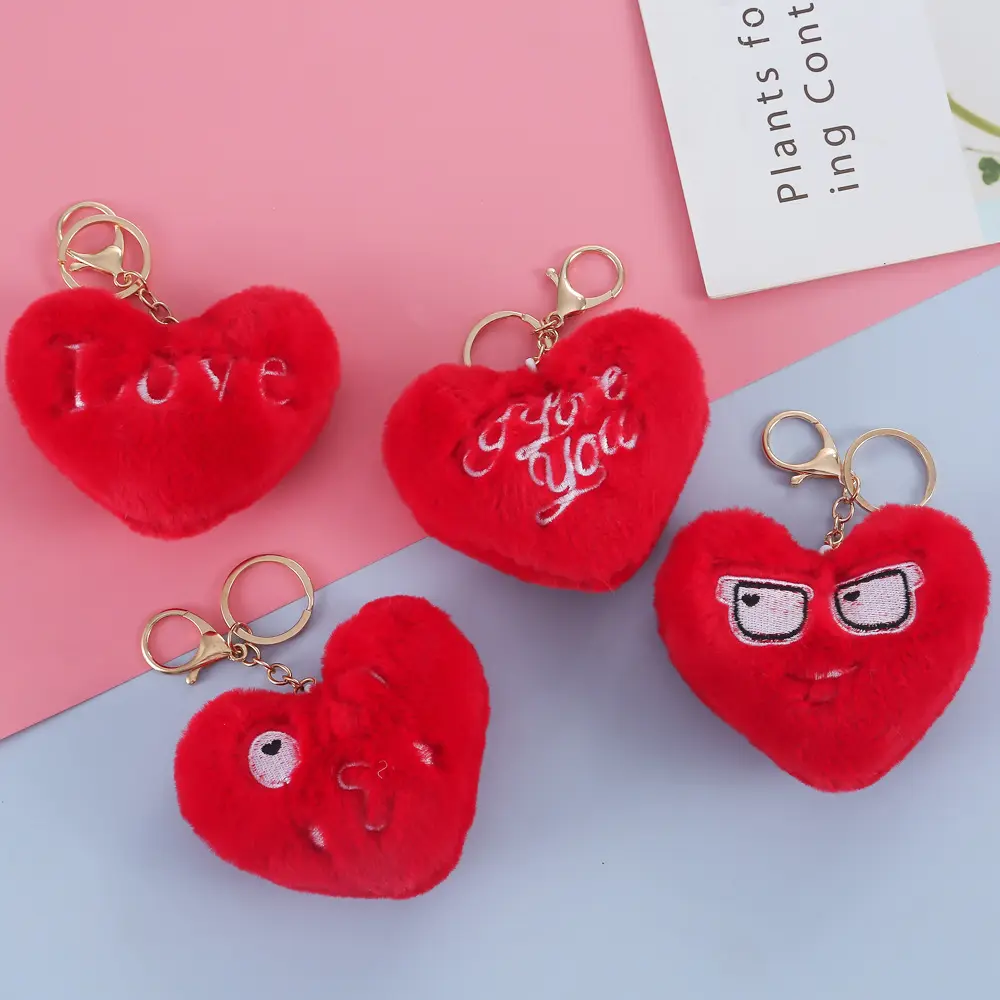 S150 милый плюшевый персиковый брелок в форме сердца на день Святого Валентина брелок для ключей брелок подарок для девушки сумка в машину кулон