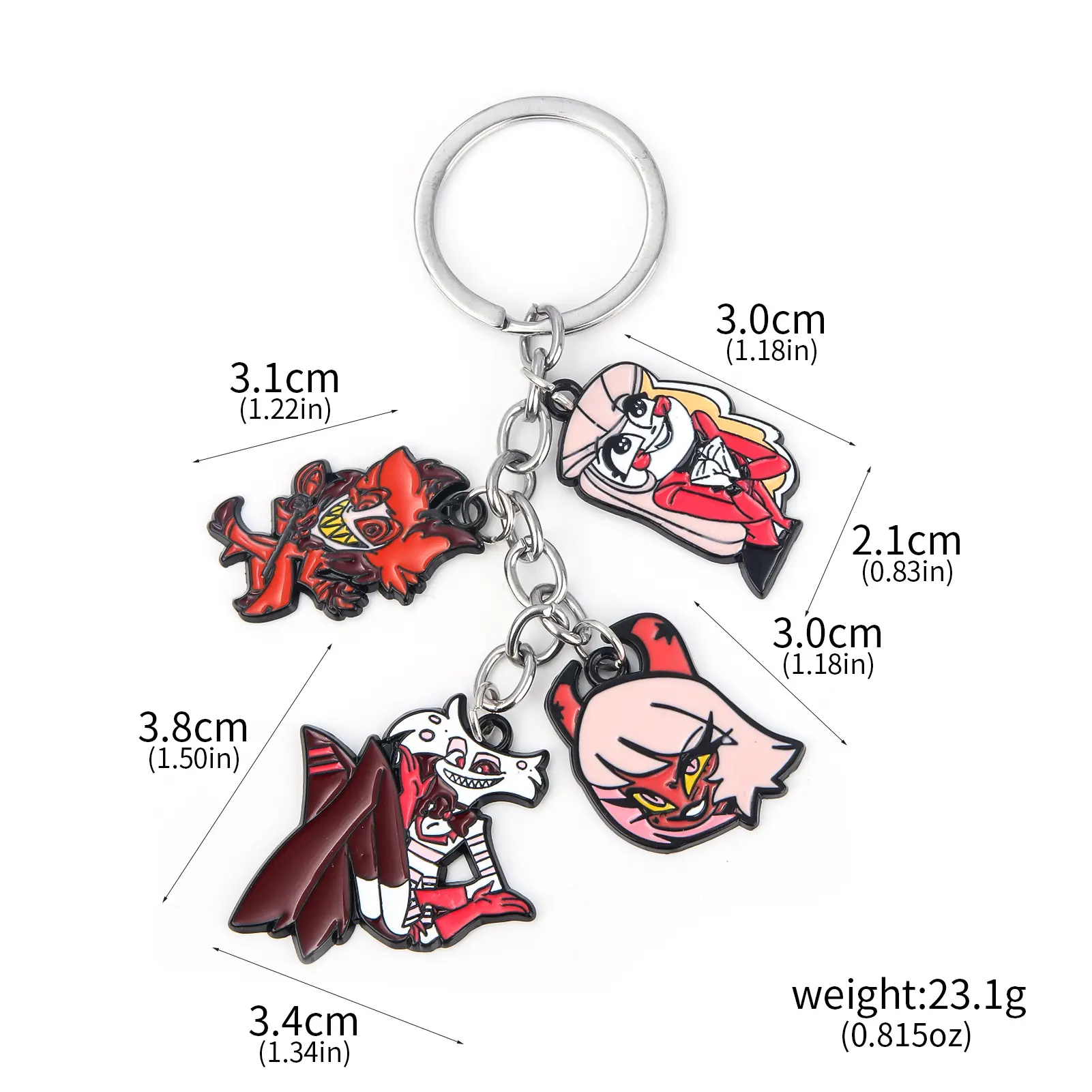 Hot sale hazbin hotel design soft enamel key chain metal keychain with your logo