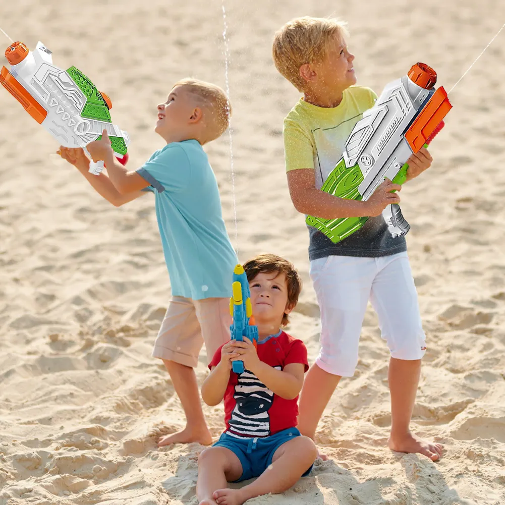 Pistola de agua grande automática de larga distancia, juguetes en STOCK Squirt Outdoor Cool High Power Beach para adultos y niños, caja de Color de 1000ml 18