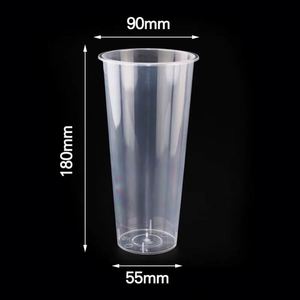 Gobelets en plastique transparent jetables en PP de 90 mm avec couvercles pour thé à bulles froid, vodka/lait (360 ml-700 ml), fond plat, parois épaisses - Product Image 2