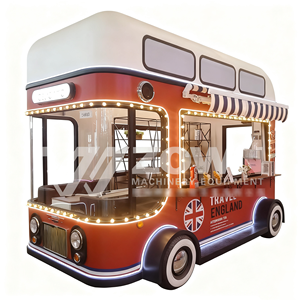 Carrito de Comida Móvil Eléctrico de Dos Pisos Rojo con Diseño de Bandera Británica, Estilo Camión de Comida, con Luces LED, para Café y Té - Product Image 4