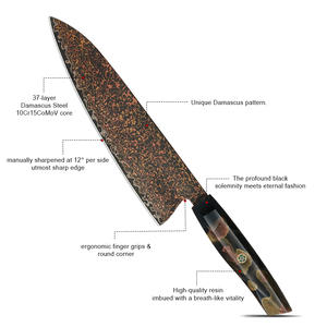 سكين مطبخ حادة بمقبض حلاقة من المصنع مباشرة VG10 سكين طاه صلب دمشقي سكين مطبخ بمقبض راتينج - Product Image 2