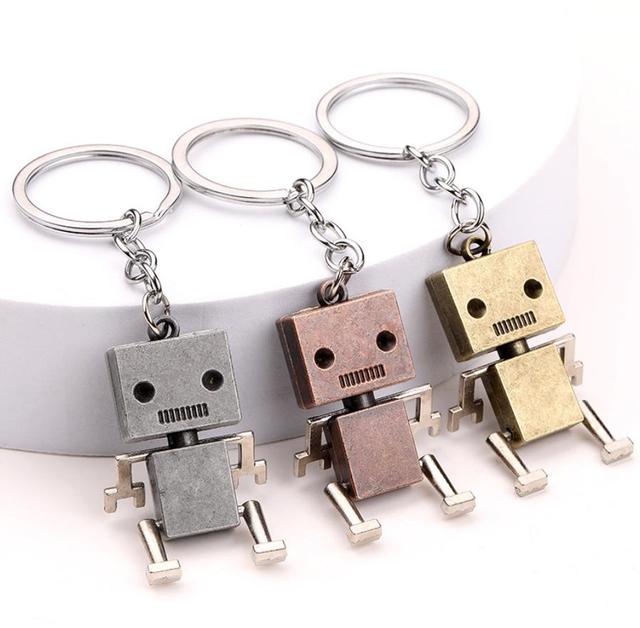 Metal Robot Keychain Keyring Fashion Figure Alloy Key Chain Gift Charms Pendant Keys Holder Funny Party Favors