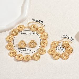 Venta caliente nuevo estilo al por mayor de alta calidad patrón de nudo Combo conjunto de joyas de oro para eventos boda - Product Image 5