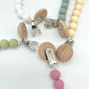 Nouvelle conception de chaîne de maintien pour sucette bébé avec clips, perles en silicone de qualité alimentaire, chaîne de maintien pour sucette avec clip - Product Image 3