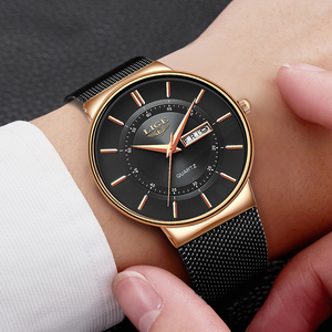 <span class=keywords><strong>Montre</strong></span>-bracelet à quartz analogique pour homme LIGE LG9949, en acier doré, minimaliste, étanche, classique, de luxe - Product Image 6
